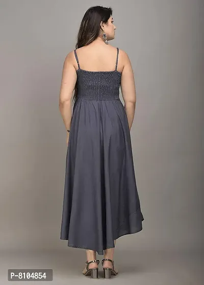 Women's Solid/Plain Rayon Fabric Sleeveless Shoulder Straps Flared A-Line Western Long Gown (Small, Grey)-thumb3