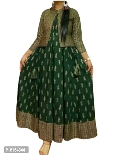 Women's Rayon Anarkali Printed Kurti with Jacket