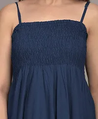 Women's Solid/Plain Rayon Fabric Sleeveless Shoulder Straps Flared A-Line Western Long Gown (XX-Large, Navy_Blue)-thumb4