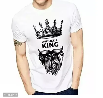 Reliable White Polyester Printed Round Neck Tees For Men-thumb0