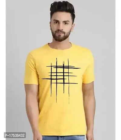 Reliable Yellow Polyester Printed Round Neck Tees For Men-thumb0