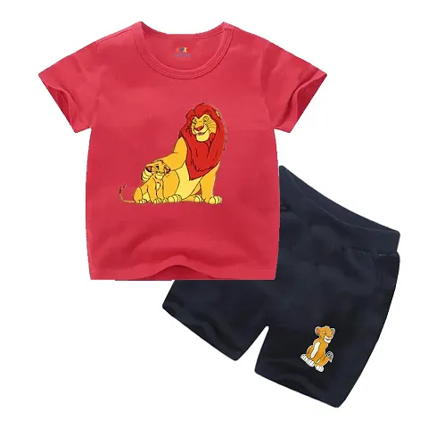 Kids Printed Tees and Shorts Set For Boys