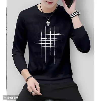 Stylish Cotton Blend Round Neck Printed Tshirt For Men-thumb0