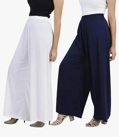 Stylish Crepe Solid Palazzo For Women Pack Of 2