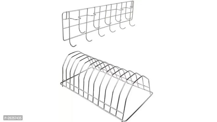 ALIGHT Utensil Kitchen Rack Steel Stainless Steel Plate Stand / Dish Rack Steel  Ladle Hook Rail For Kitchen