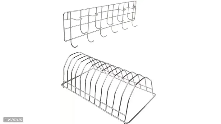 ALIGHT Utensil Kitchen Rack Steel Stainless Steel Plate Stand / Dish Rack Steel  Ladle Hook Rail For Kitchen-thumb0