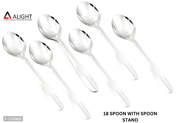 Alight Stainless Steel Cutlery Set/Spoon Stand for Kitchen with 18 Pcs baby Spoon/ Stainless Steel Cutlery Set (Pack of 19)-thumb2