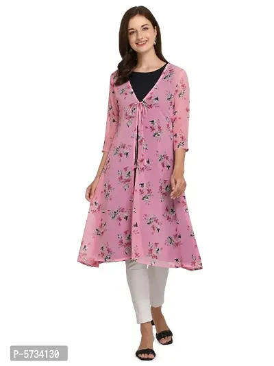 Buy Women s Pink Georgette Shrug jacket With Inner Online In India
