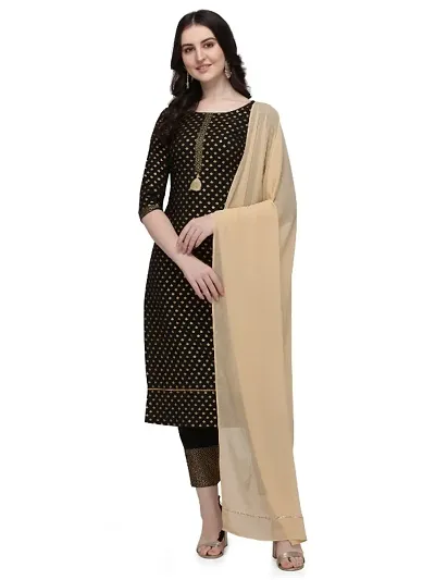 Fancy Poly Crepe Kurta, Bottom and Dupatta Set