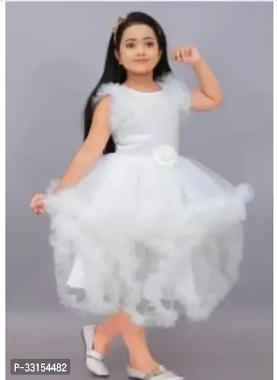 Kids White dress birthday party wear for girl-thumb0