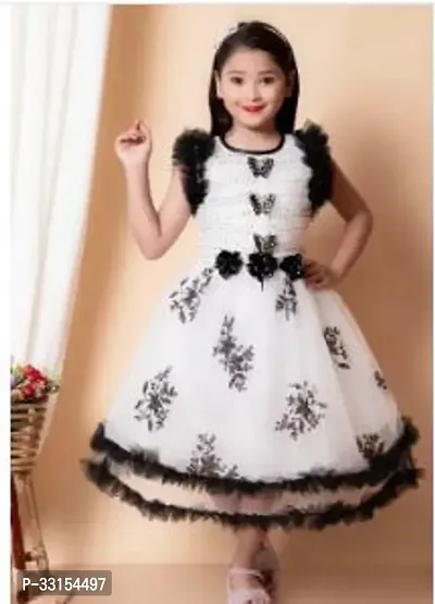 Girls Frock Net Party Dress white and black wedding dress-thumb0