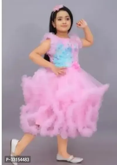 Cute Pink Baby Girl Dress Birthday Party Frock-thumb0