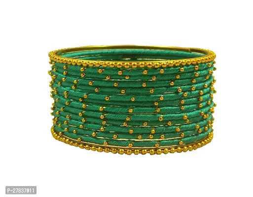 Elegant Silk Thread  Bangles Set For Women 12 Pieces