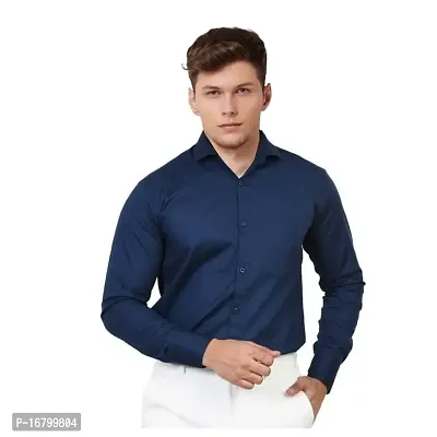 Solid Plain Formal Cotton Shirt for Men (XX-Large, Blue)-thumb0