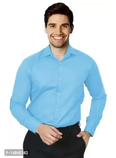 Stylish Fancy Cotton Blend Solid Formal Shirts For Men-thumb0