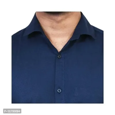 Solid Plain Formal Cotton Shirt for Men (XX-Large, Blue)-thumb2