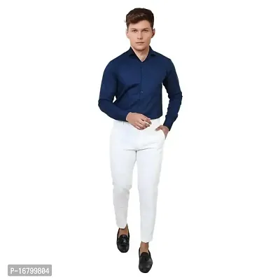Solid Plain Formal Cotton Shirt for Men (XX-Large, Blue)-thumb3