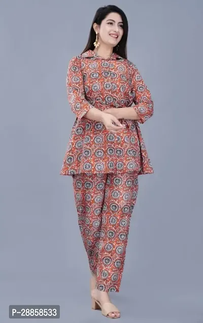 Fancy Copper Cotton Printed Co-Ords Sets For Women