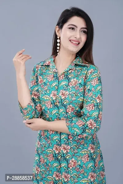 Fancy Green Cotton Printed Co-Ords Sets For Women-thumb2