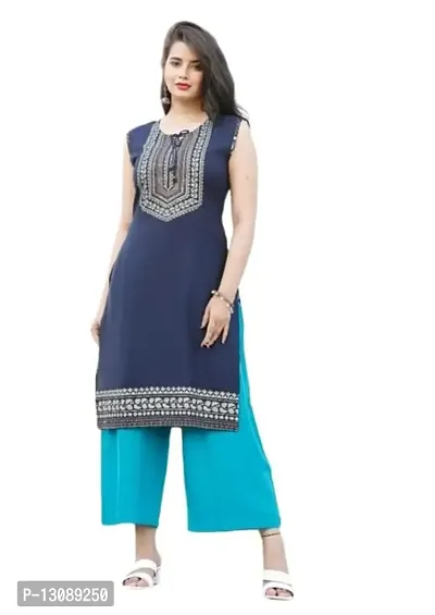 Bohemian Blue Floral Print Kurta Short Kurti Dress A-line Gown (XX-Large)