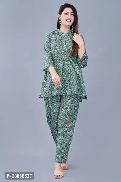 Fancy Green Cotton Printed Co-Ords Sets For Women-thumb5