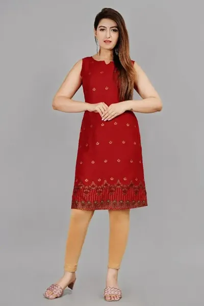 Stylish Rayon Printed Sleeveless Kurti