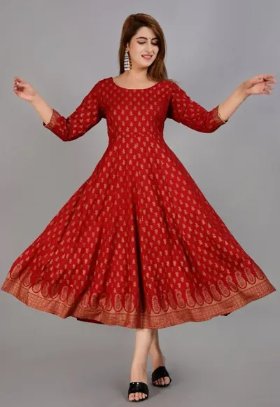 Women Rayon A-Line Anarkali Kurta