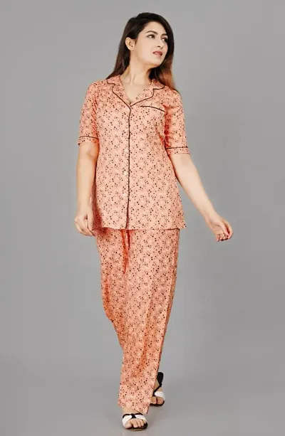 Classic Rayon Printed Top  Pyjama Set for Women