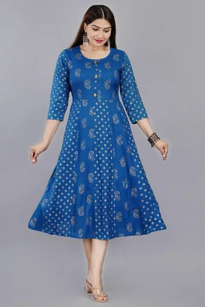 Trendy Rayon Printed Anarkali Kurti