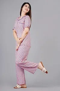 Rayon Printed Night Shirt Pajama Set For Women/Night Suit Set-thumb1