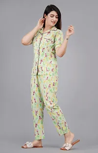 Rayon Printed Night Shirt Pajama Set For Women/Night Suit Set-thumb2