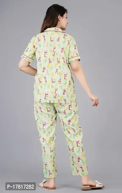 Rayon Printed Night Shirt Pajama Set For Women/Night Suit Set-thumb4