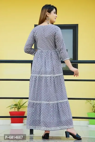 Stunning Cambric Cotton Printed Anarkali Kurta with Mulmul Dupatta For Women-thumb4