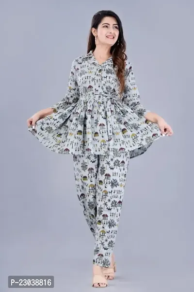 Stylish Cotton Printed Kurta Set For Women