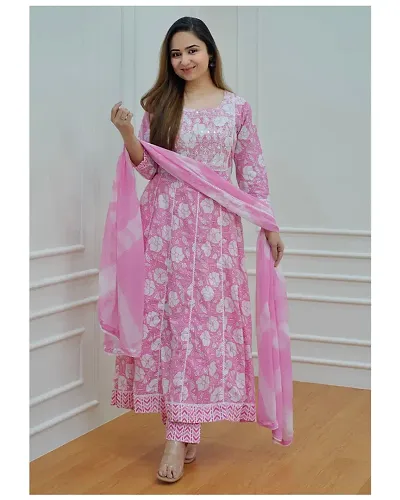 Stylish Rayon Printed Kurta Bottom Set