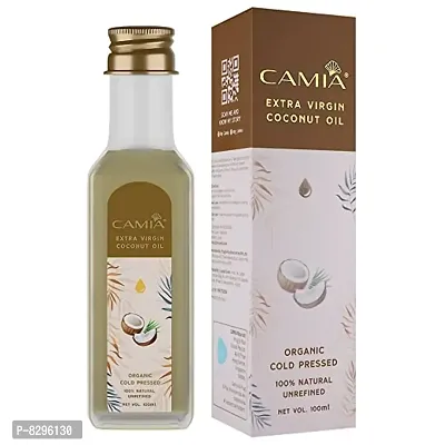 CAMIA Organic Extra Virgin Cold Pressed Coconut Oil | 100% Pure, Natural, Undiluted, Unrefined | GMO Free | Free from chemicals| Vegan  Cruelty free- 100 ML-thumb0