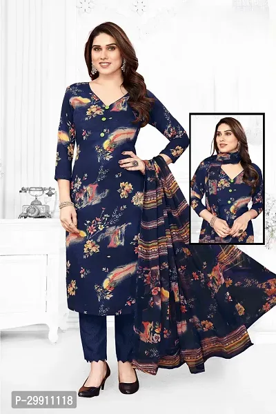 Elegant Crepe Printed Dress Material With Dupatta For Women