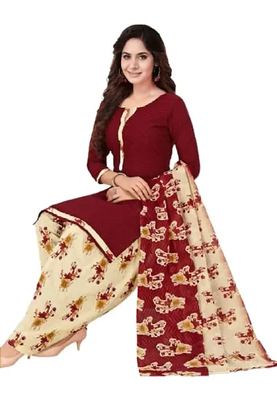 Comfortable Cotton Printed Dress Material with Dupatta