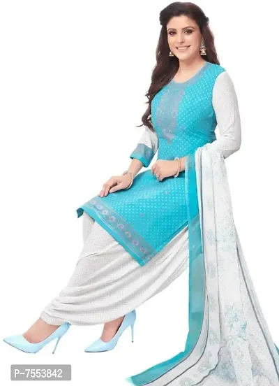 Classic Synthetic Printed Dress Material with Dupatta for Women-thumb0