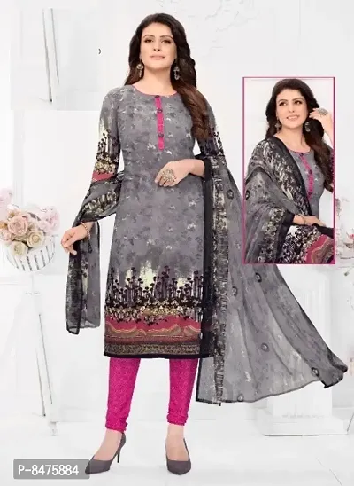 Classic Synthetic Printed Dress Material with Dupatta for Women-thumb0