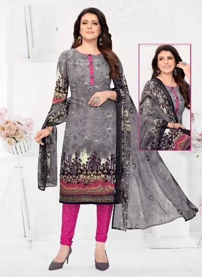 Elegant Multicoloured Synthetic Printed Dress Material with Dupatta