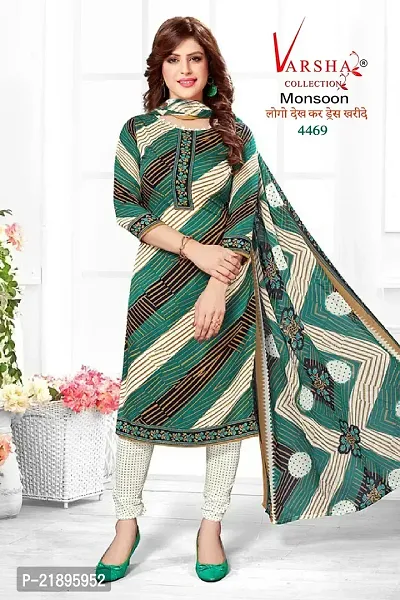 Classic Synthetic Crepe Printed Dress Material with Dupatta for Women-thumb0