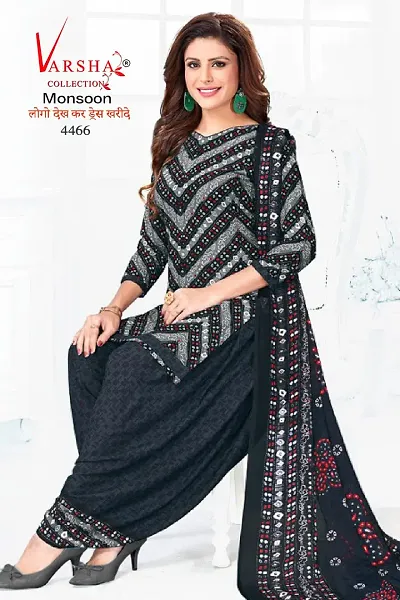 Classic Synthetic Crepe Printed Unstitched Suit