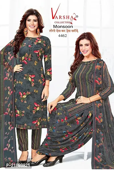 Classic Synthetic Crepe Printed Dress Material with Dupatta for Women