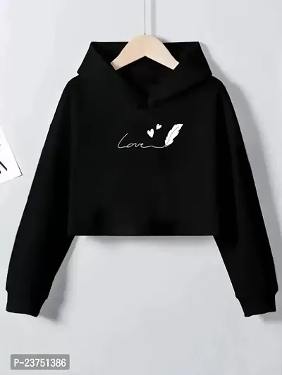 Women Sweatshirts || Black Print Crop Sweatshirt || Crop Hoodie