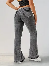 Stylish Grey Denim Solid Jeans For Women-thumb3