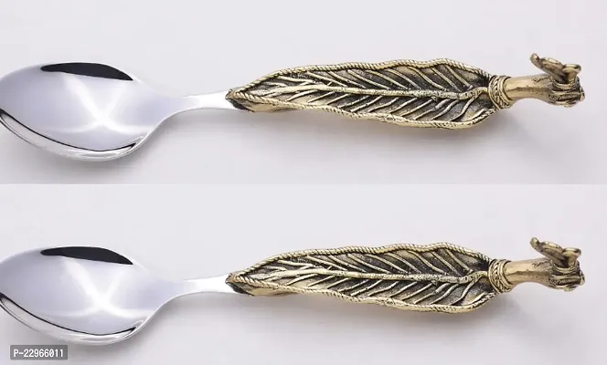 Leaf Design On Spoon Back And Sliver Spoon Pack Of 2-thumb0