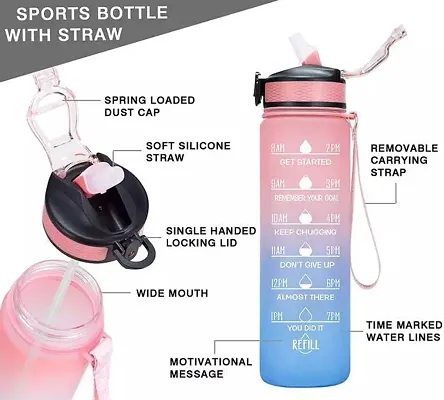 Unbreakable 3 in 1 Water Bottle with Motivational Time Marker, Leakproof  Durable BPA Free Non-Toxic