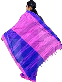PuJoy Women's Tant Cotton Saree with Blouse Piece (Purple)-thumb1