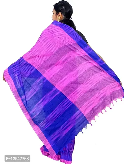 PuJoy Women's Tant Cotton Saree with Blouse Piece (Purple)-thumb2